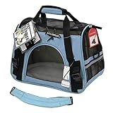 Transporttasche Reisetasche Hund Katze Hase Kaninchen andere Kleintiere mit Flugzulassung (Hellblau)